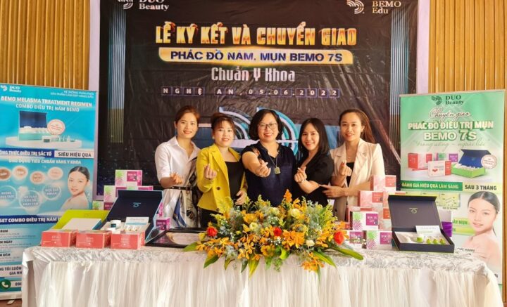 Buổi chuyển giao phác đồ điều trị Mụn, Nám BEMO 7S chuẩn y khoa của NPP Cấp cao Thanh Lượng tại Nghệ An